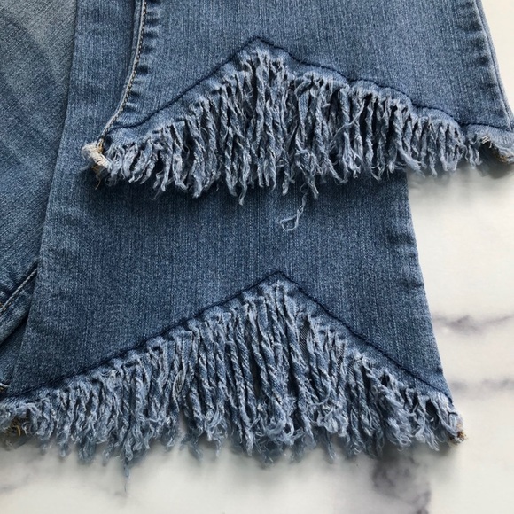INC International Concepts Women's Cropped Fringe Trim Jeans Blue Size 0 - Picture 9 of 11